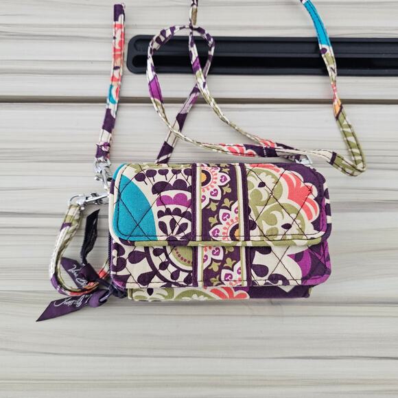 Vera Bradley Plum Crazy Wallet with Crossbody Strap - Picture 3 of 11